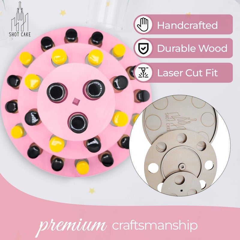 Shot Cake Party Display for Mini Liquor Bottles | 21st Birthday Holiday Celebration Decoration Centerpiece (Three Tier, Pink) - Image 5